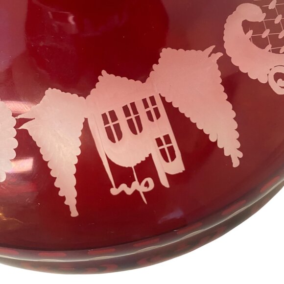 Egerman Czech Bohemian Ruby Red Glass Pedestal Fruit Bowl Magic Potion Christmas - Picture 11 of 16